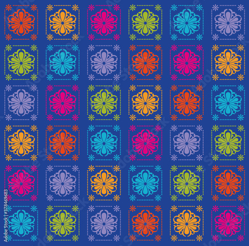 Mexican flowers pattern background vector design