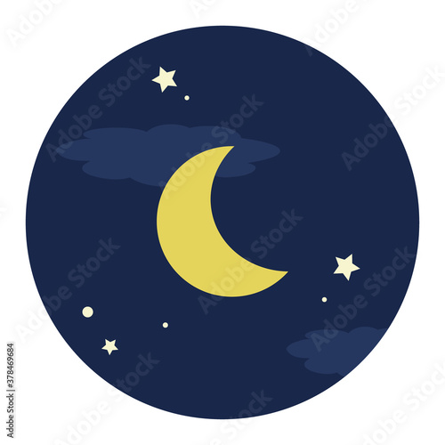 シンプルな夜イメージの丸型アイコン