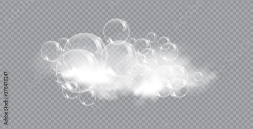 Bath foam soap with bubbles isolated vector illustration on transparent background. Shampoo and soap foam lather vector illustration.