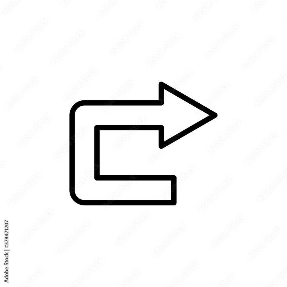 Sharp right turn line icon. Design template vector