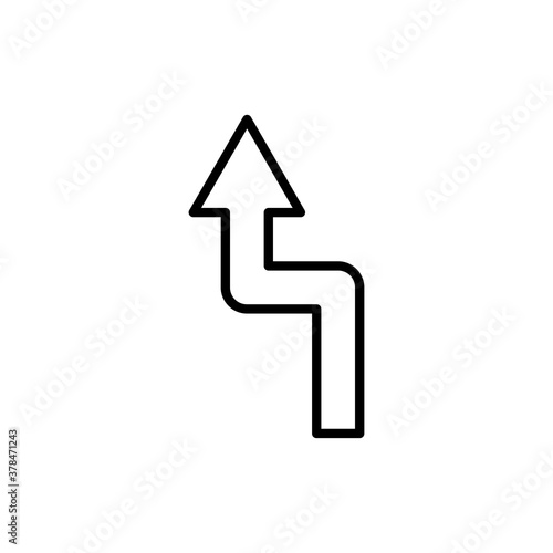 Road arrow line icon, reverse, curve. Design template vector