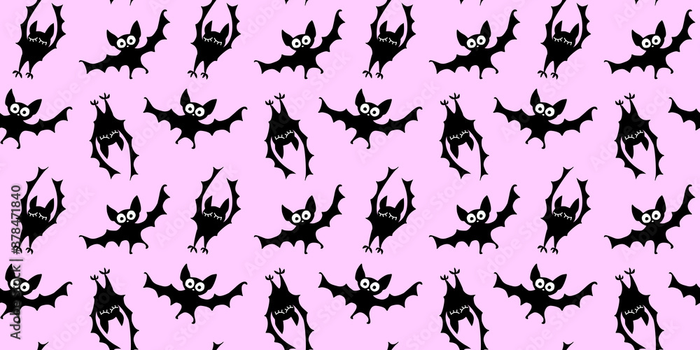 Flying bats seamless pattern. Cute Spooky vector Illustration. Halloween background and texture in cartoon gothic style Flying bats seamless pattern. Cute Spooky vector Illustration. Halloween background and texture in cartoon gothic style