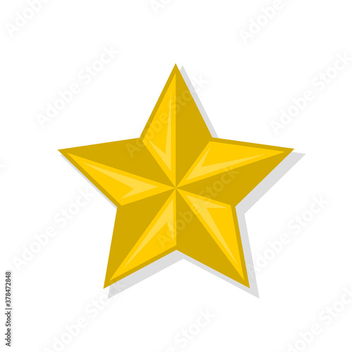 golden glowing star vector illustration. 3d medal award.
