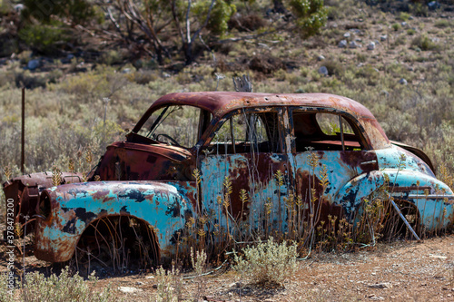 Old wrecked Oldsmobile cars in outback Australia