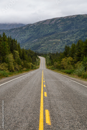 Beautiful Scenic Road, Klondike Hwy, in the Canadian Nature during Fall Season. Taken in Yukon, Canada. © edb3_16