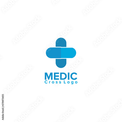 Illustration Vector Graphic of Blue Pill Cross Logo. Perfect to use for Medical Logo