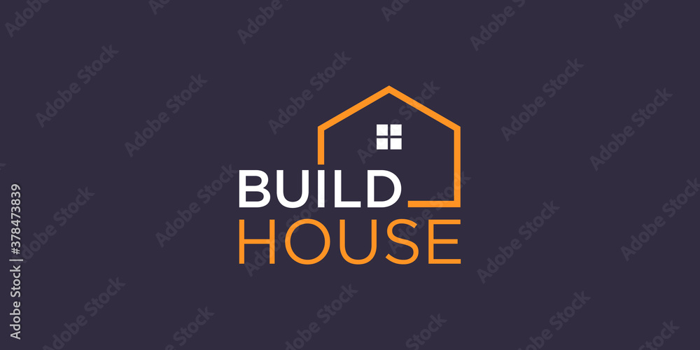simple word mark build house logo design with line art style. home build abstract For Logo Design Inspiration. simple word mark build house logo design with line art style. home build abstract For Logo Design Inspiration.