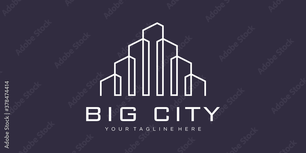 City building logo design with line art style. building abstract For Logo Design Inspiration. business card design