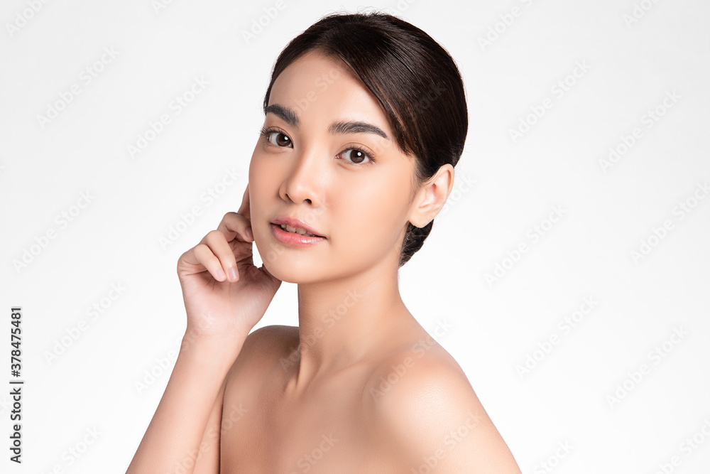 Beautiful young asian woman with clean fresh skin on white background, Face care, Facial treatment, Cosmetology, beauty and spa, Asian women portrait Beautiful young asian woman with clean fresh skin on white background, Face care, Facial treatment, Cosmetology, beauty and spa, Asian women portrait