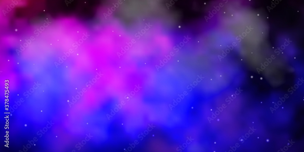 Dark Purple, Pink vector background with colorful stars. Colorful illustration with abstract gradient stars. Theme for cell phones.