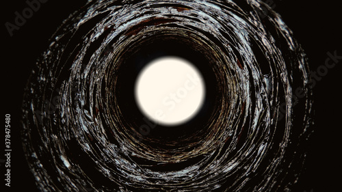 Handmade lamp seen from below cistern effect