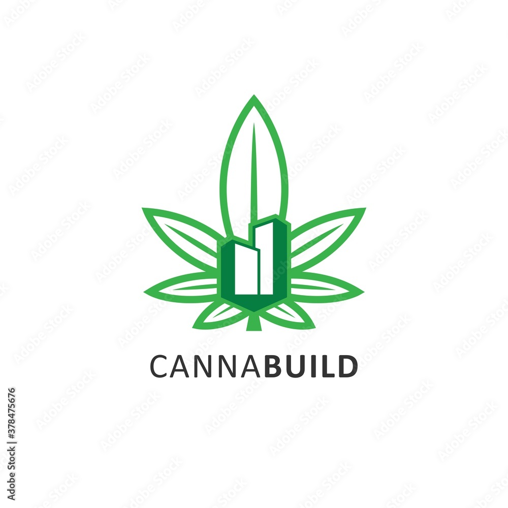cannabis build logo. vector illustration