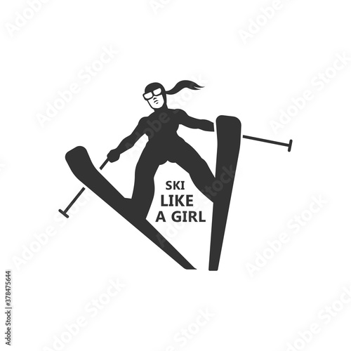 negative skiing logo. vector illustration