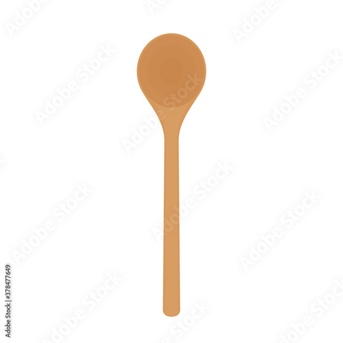 Spoon vector. Wood spoon on white background.