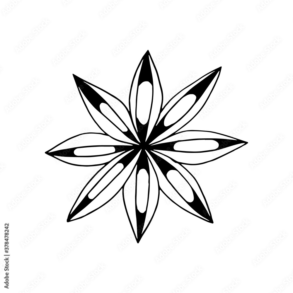 cinnamon hand drawn vector doodle. single element for design icon, label, menu, sticker. food, seasonings, spices