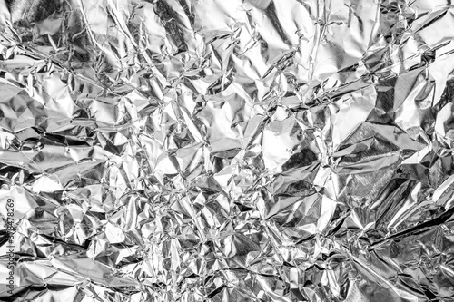 aluminium foil crumpled Silver texture abstract background