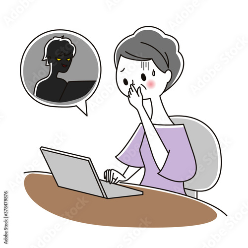 インターネットで詐欺師に狙われるシニア女性