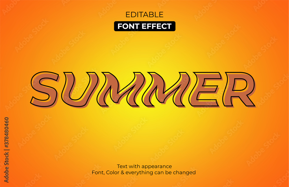 Orange summer style, Editable font effect