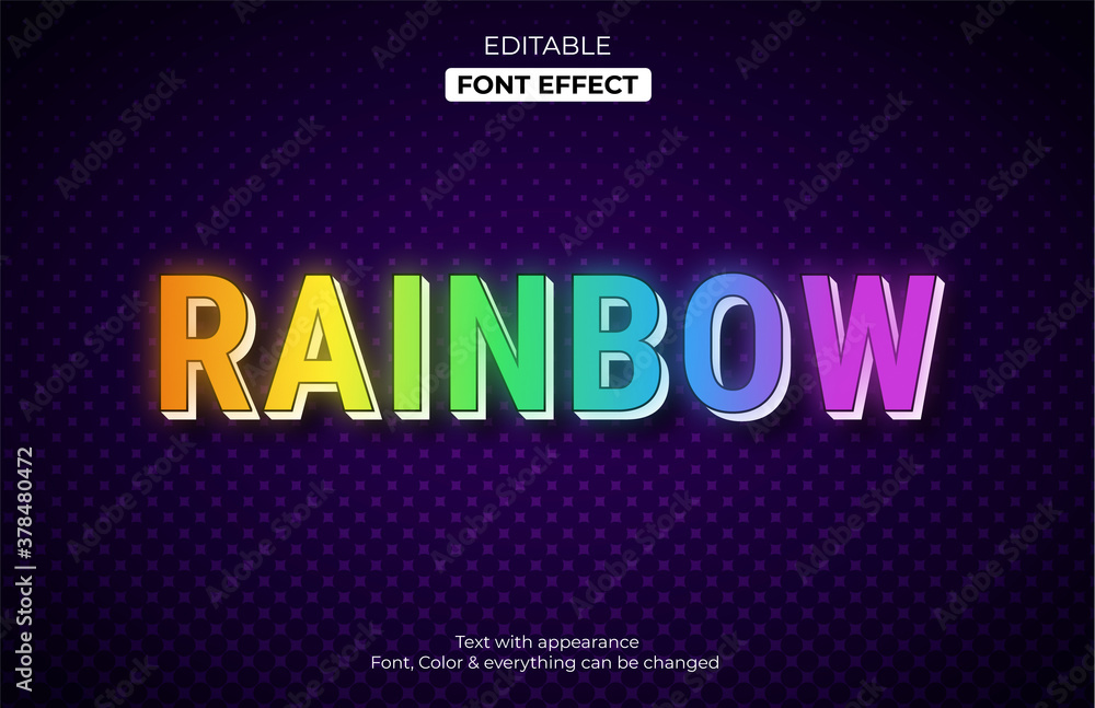 colorful rainbow Editable font effect