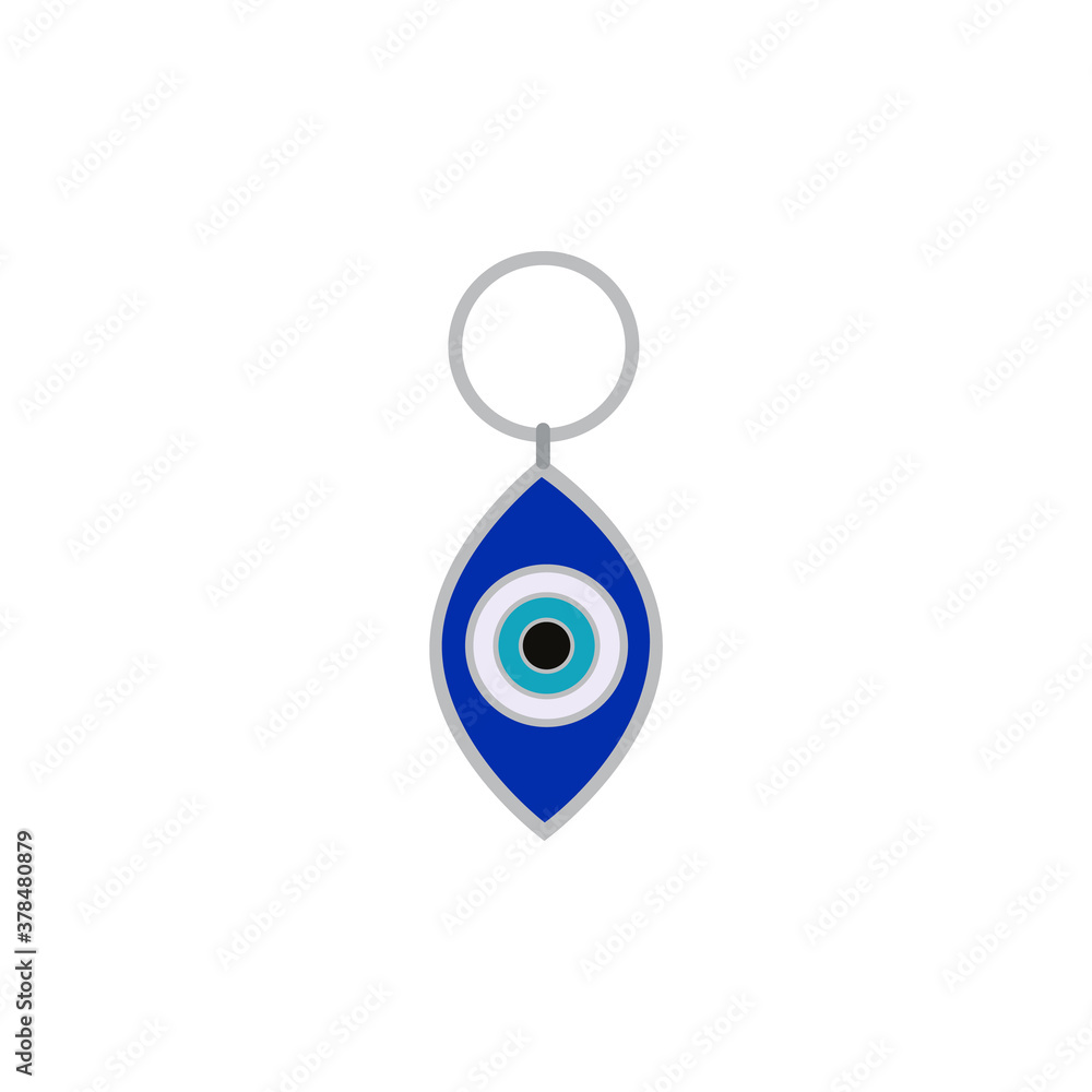 Blue evil eye traditional amulet or nazar flat vector illustration isolated.
