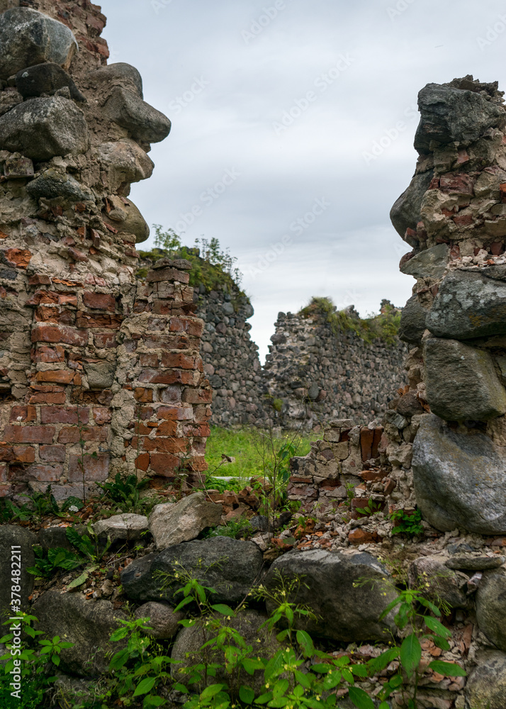 old medieval stone castle ruins, Ergeme castle ruins