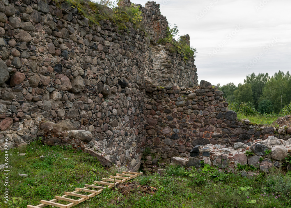 Fototapeta premium old medieval stone castle ruins, Ergeme castle ruins