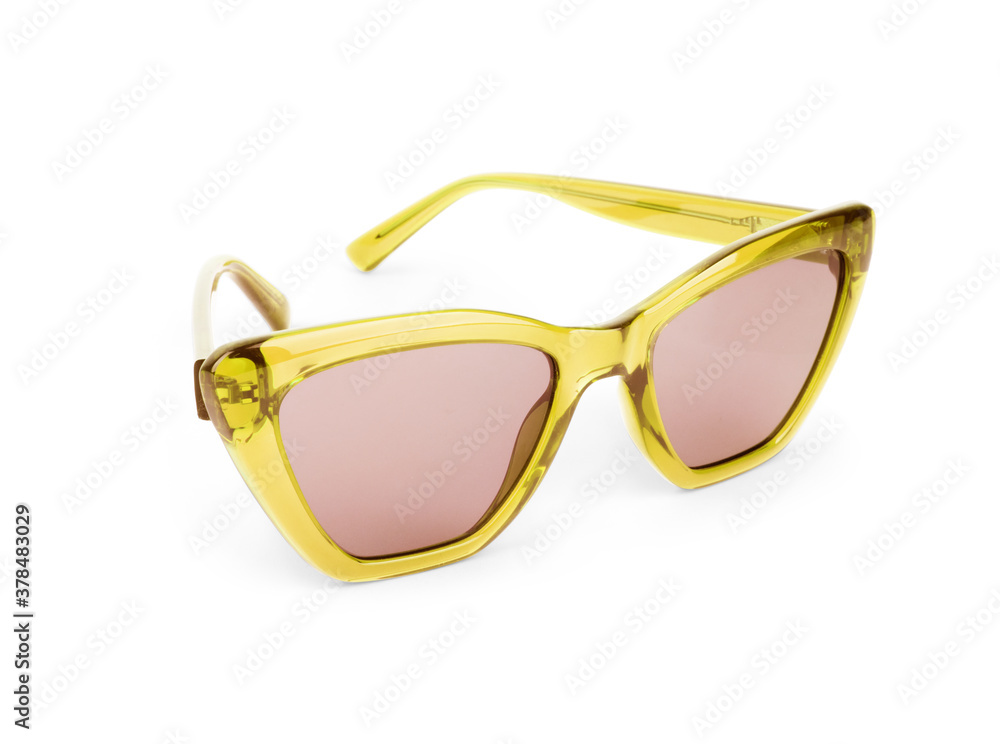 Stylish black sunglasses isolated on white background Stylish black sunglasses isolated on white background