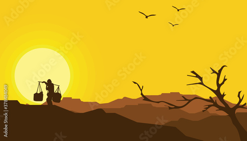 vector illustration of beautiful desert