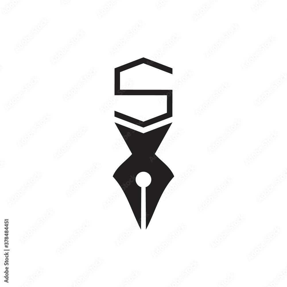 Pen with S letter logo design vector Pen with S letter logo design vector