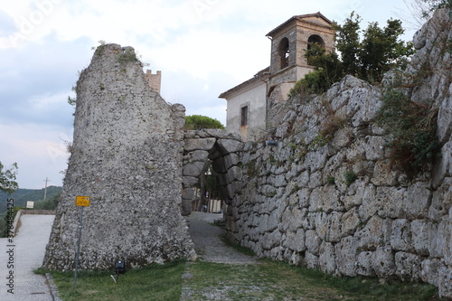 Arpino, Italy - September 16, 2020: The round arch at the entrance to the ancient city on the acropolis of Arpino