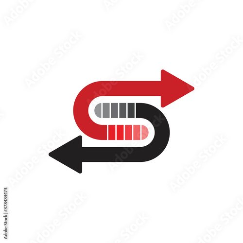 S letter with back and forth arrow logo design vector