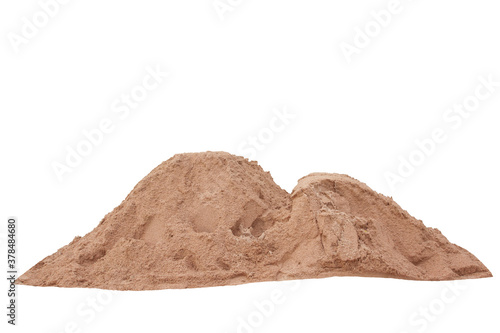 Pile of wet sand in construction site isolated on white background included clipping path.