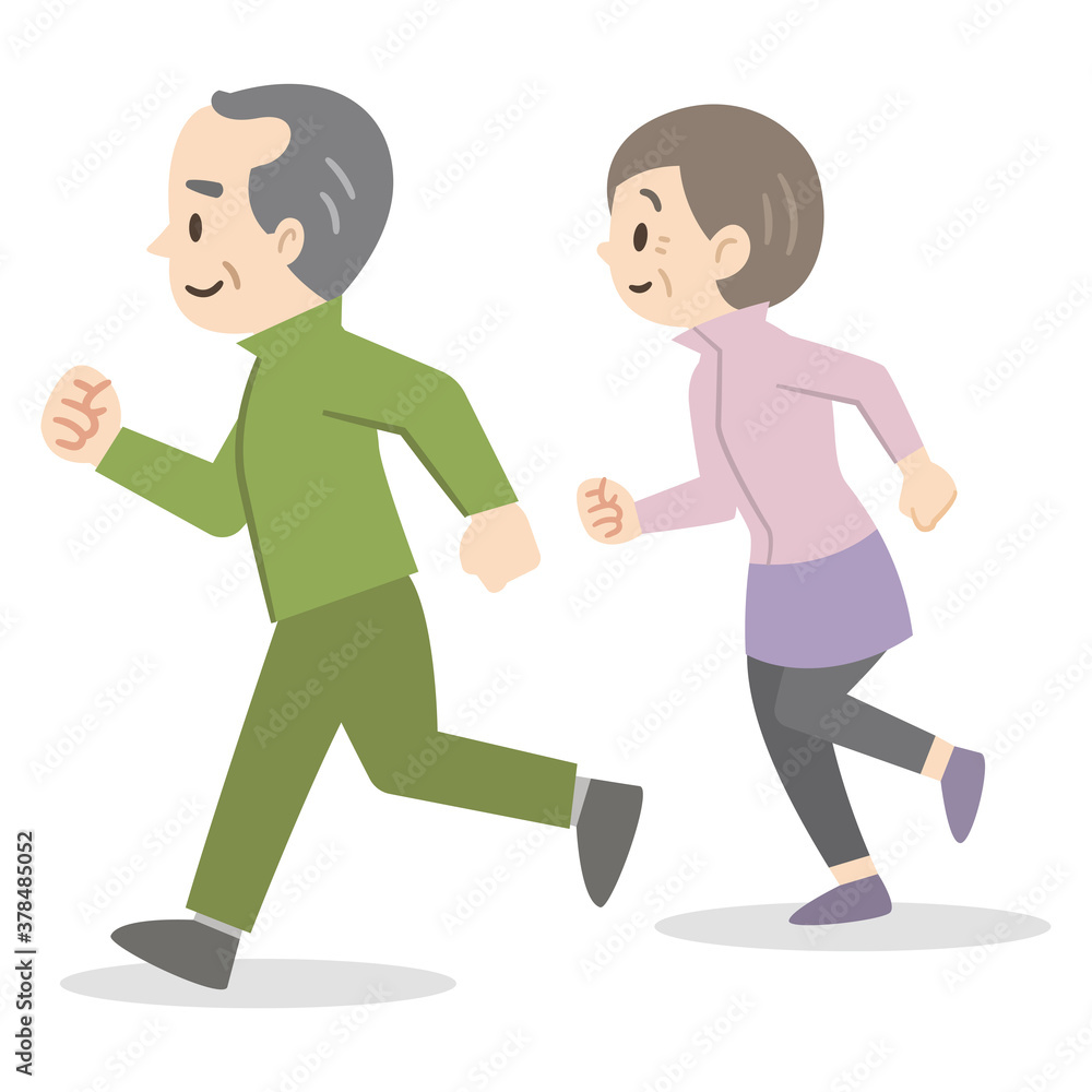 ジョギングをする老夫婦