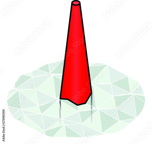 A water way navigation marker/buoy - navigate to port, buoy to starboard side. A red cone.