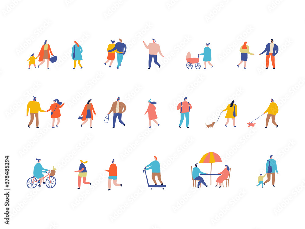 People Flat Vector Set. Crowd.