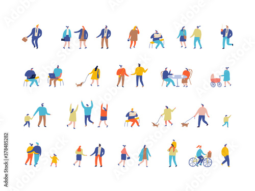 People Flat Vector Set. Crowd.