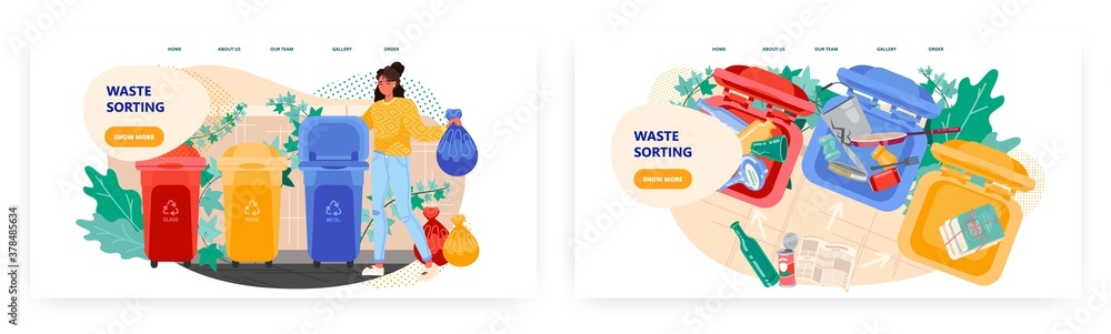 Woman Put Garbage Bag Into Trash Bin Waste Sorting And Recycle Concept woman-put-garbage-bag-into-trash-bin-waste-sorting-and-recycle-concept