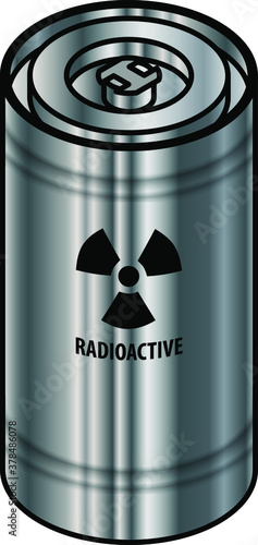 A shielded radioactive fissile material canister.