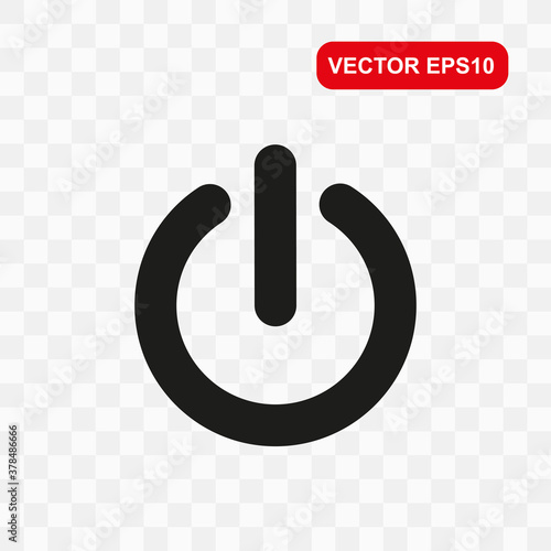 Power button vector. Power off or on icon isolated on transparent background.