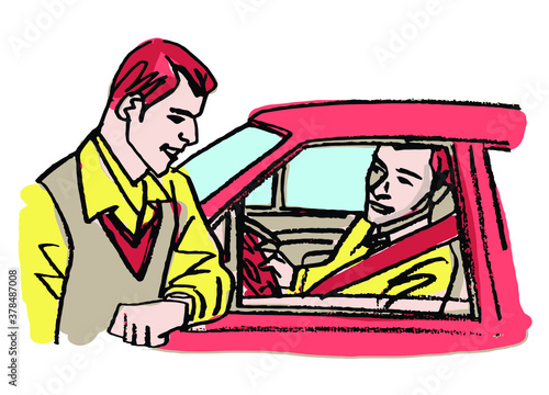 AUTOMOBILISTA CON ASSISTENZA AUTO STRADALE, SERVIZIO, GENTILEZZA PERSONALE MECCANICO,