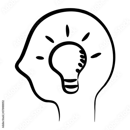 
Sketchy icon design of creative mind, innovative brain 
