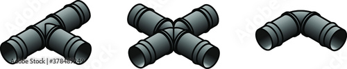 Domestic poly pipe irrigation / reticulation accessories / parts. 13mm T, cross and elbow joins.