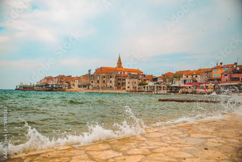 Fototapeta Naklejka Na Ścianę i Meble -  view of umag city in croatia at stormy weather