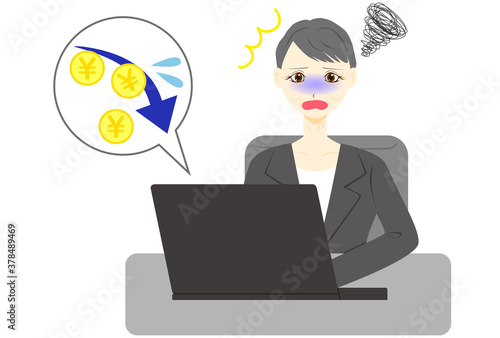 パソコン　女性　ミドル　会社員　円　マイナス