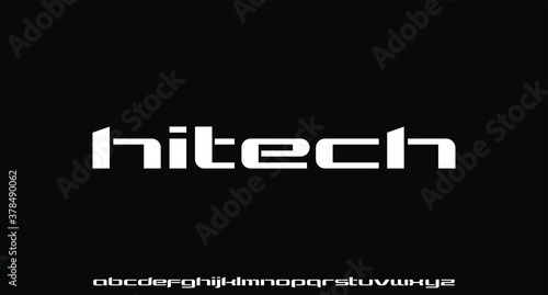 hitech the futuristic modern font alphabet vector set	