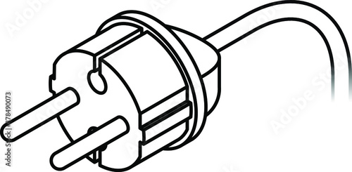 International AC power plug: Europe, Sweden. Two pins with holes for the ground pin. Line art.