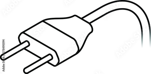 International AC power plug: Europe. Two pins. Line art.