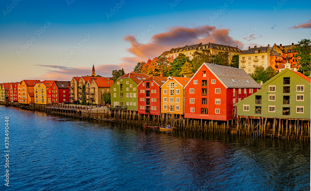 The old docks in Bakklandet in Trondheim. 