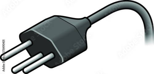 International AC power plug: Switzerland. Three pins.