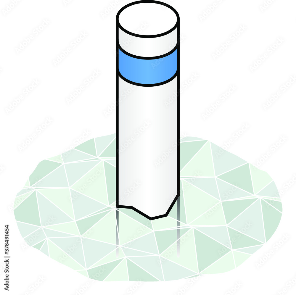 A water way navigation marker/buoy - anchor buoy, mooring buoy. White pole  with a blue ring. Stock Vector